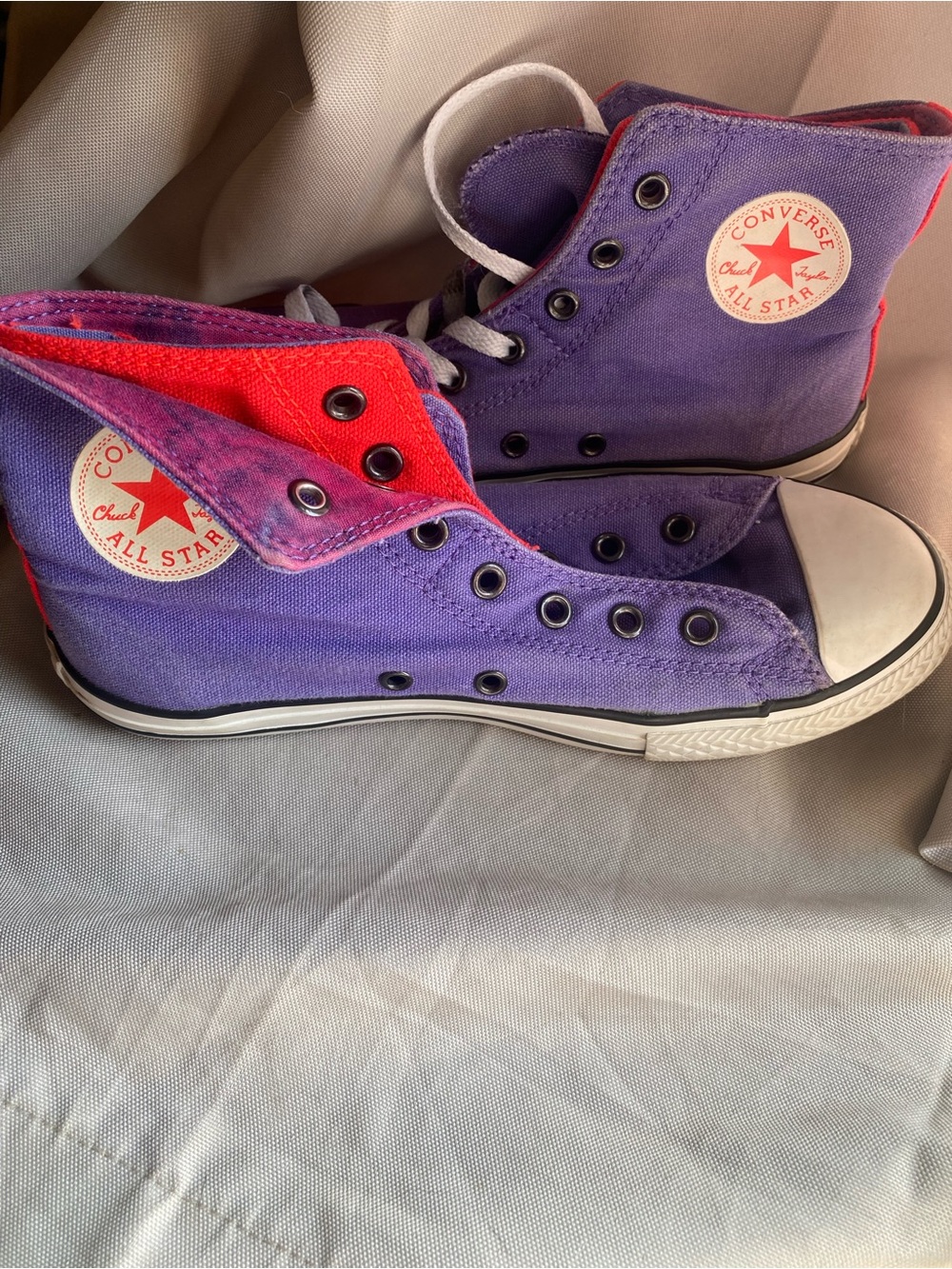 Converse Kids High Top Sneakers in Purple with Red Accents